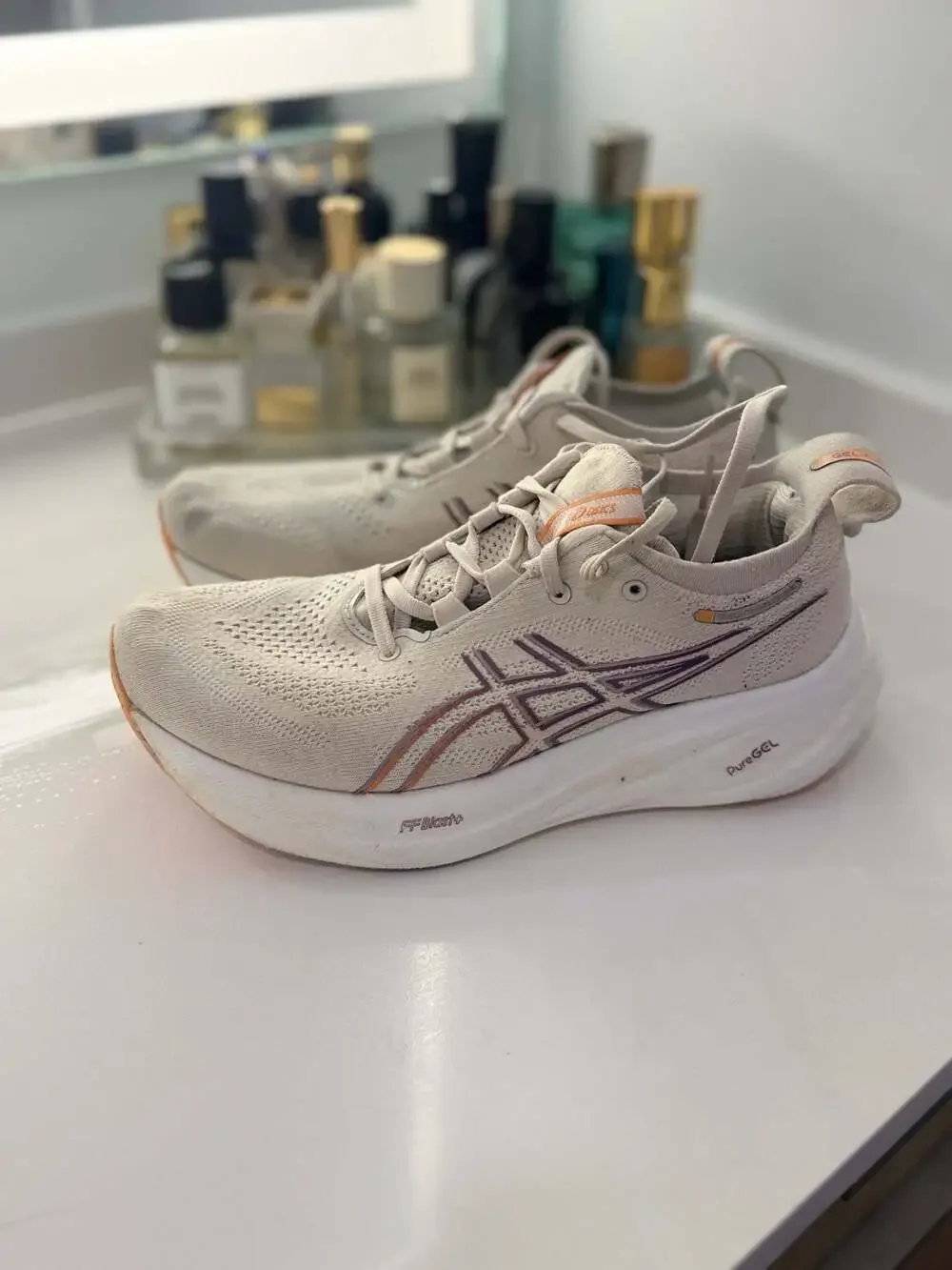 ASICS Women's Gel-Nimbus 26 Running Shoes Oatmeal Faded Orange